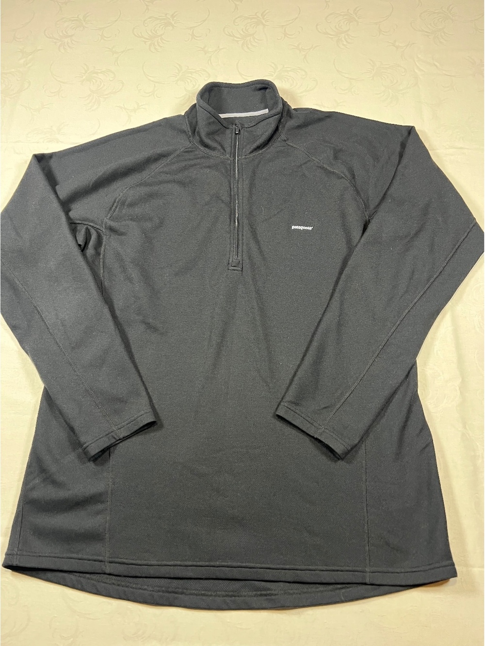 Mens Patagonia Black 1/4 Zip Up Performance Base Layer Size Large
